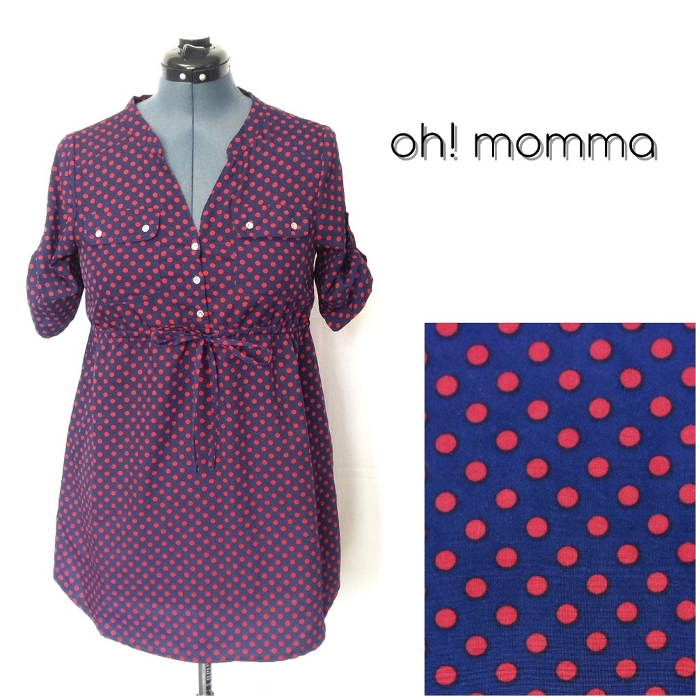 🔥Polka Dot 3/4 Rolled Sleeve Tunic EUC